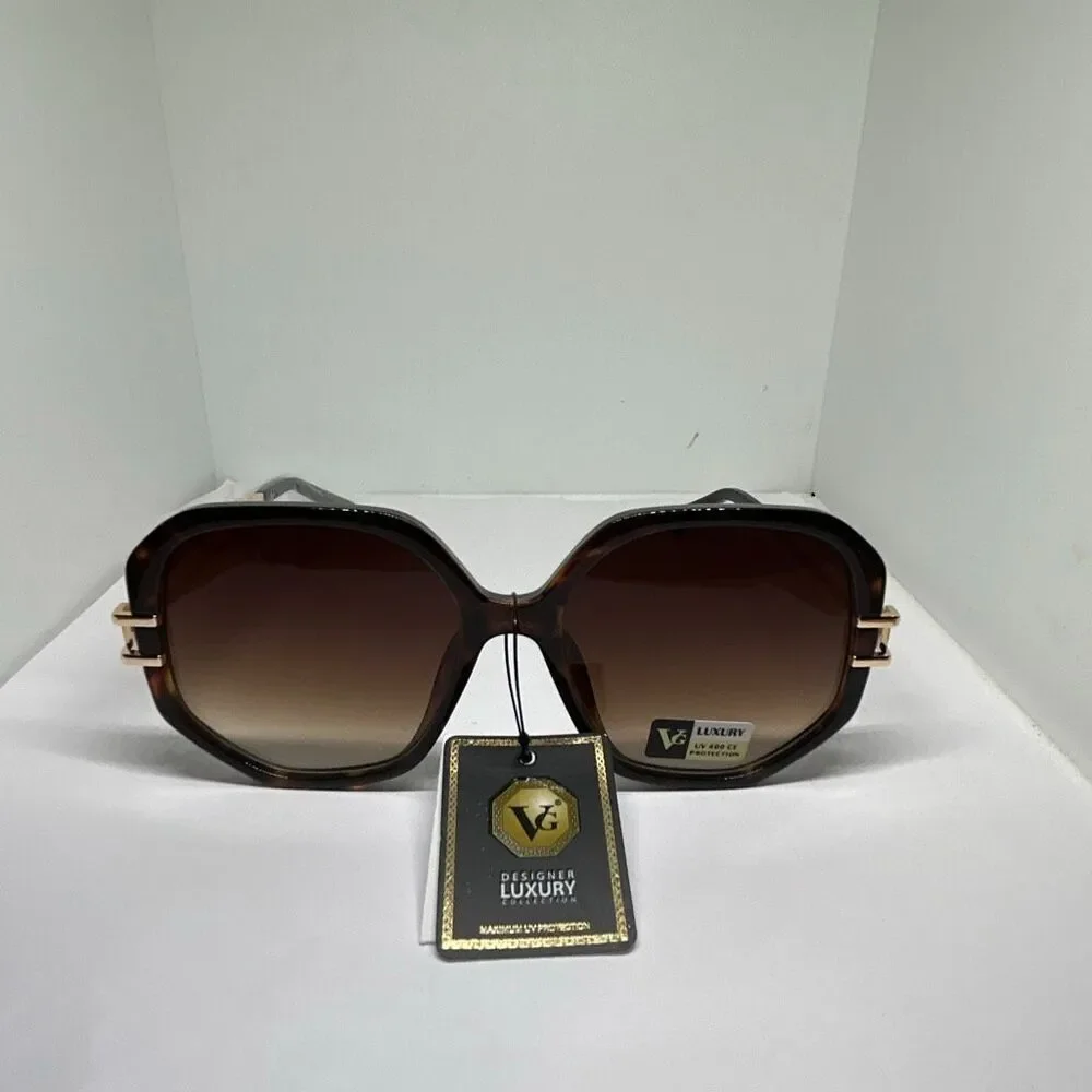 VG Tortoise Designer Luxury Square Sunglasses NWT UV400 Protection